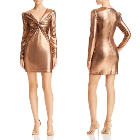 RACHEL ZOE BAILEY METALLIC FRONT TWIST DRESS